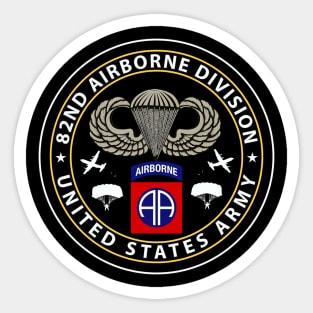 82nd Airborne Division - Parachutist Wings Circle - Veterans Day Gift Sticker